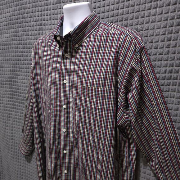 Button Long Sleeve Collared Shirt MensXL Colorful Plaid Lightweight Cotton Dress - Picture 4 of 16